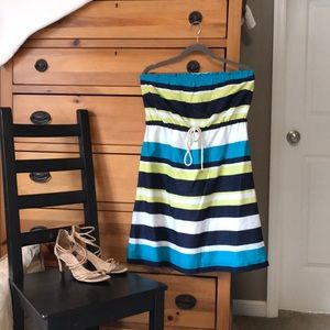 Cotton Nautical Strapless Dress